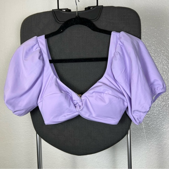 Shade & Shore Light Purple Puff Sleeve Swimsuit Top Size S - Picture 2 of 7